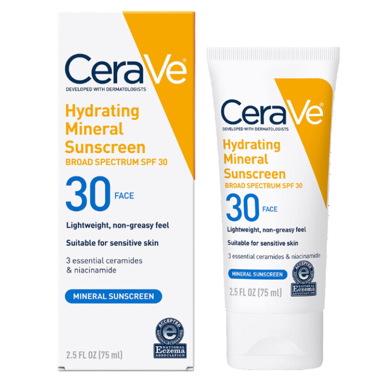CeraVe  Cerave Hydrating Sunscreen Broad Spectrum Spf 30 Mineral Sunscreen 75Ml